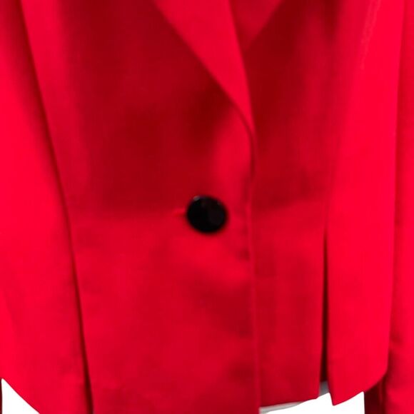 VTG 80s Joseph Feldman Red Blazer 12 M Lined One-Button Office Shoulder Pads USA - Picture 3 of 9
